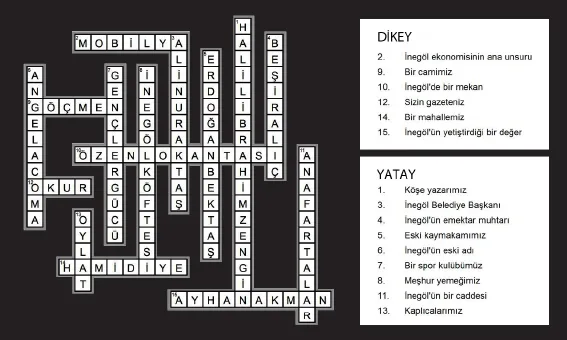 31.07.2014 PERŞEMBE TARİHLİ İNEGÖL KARE BULMACA ÇÖZÜMÜ