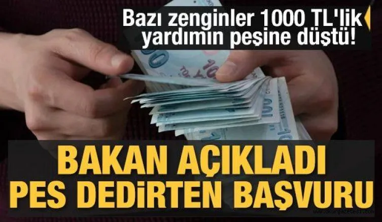 Bazı zenginler 1000 TL'lik yardımın peşine düştü! Bakan açıkladı: Pes dedirten başvuru