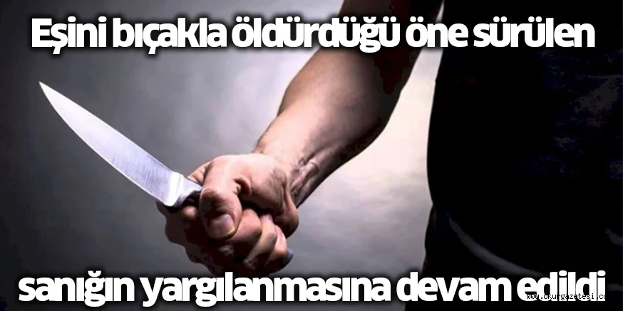 Eşini bıçakla öldürdüğü öne sürülen sanığın yargılanmasına devam edildi