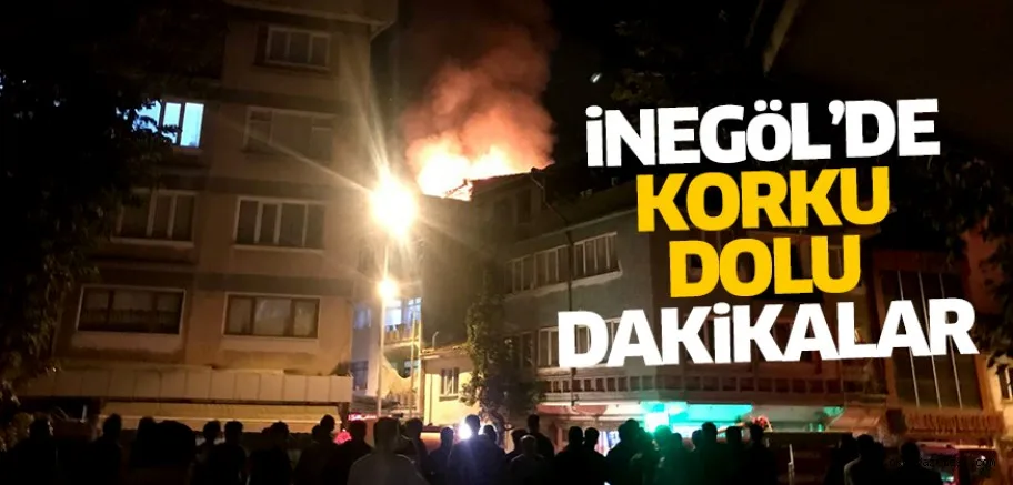 İnegöl’de bir binanın çatı katında çıkan yangın söndürüldü