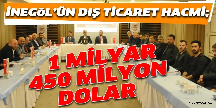 İNEGÖL'ÜN DIŞ TİCARET HACMİ 1 MİLYAR 450 MİLYON DOLAR