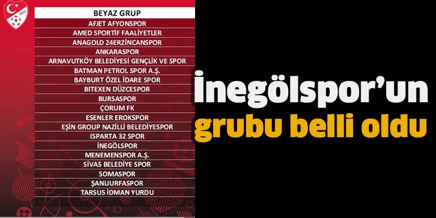İnegölspor’un grubu belli oldu