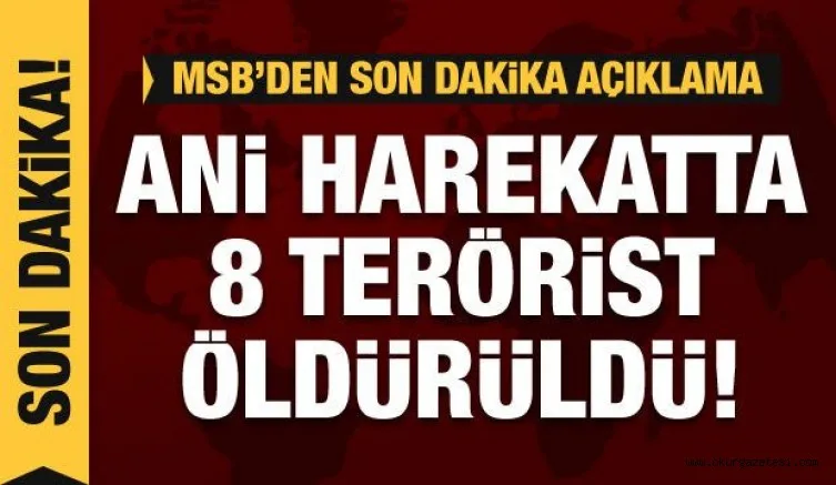 MSB: 8 PKK'lı terörist hava harekâtlarıyla etkisiz hale getirildi