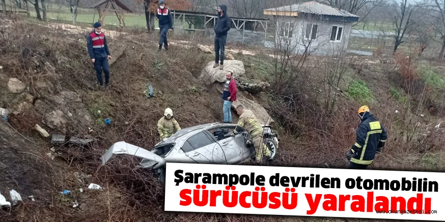 Şarampole devrilen otomobilin sürücüsü yaralandı