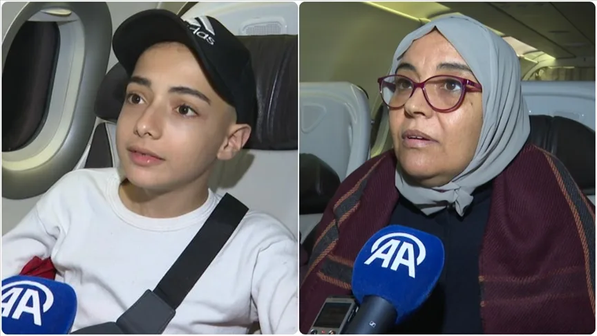Türkiye'ye getirilen Gazzeli kanser hastaları, uçak yolculukları sırasında duygularını anlattı