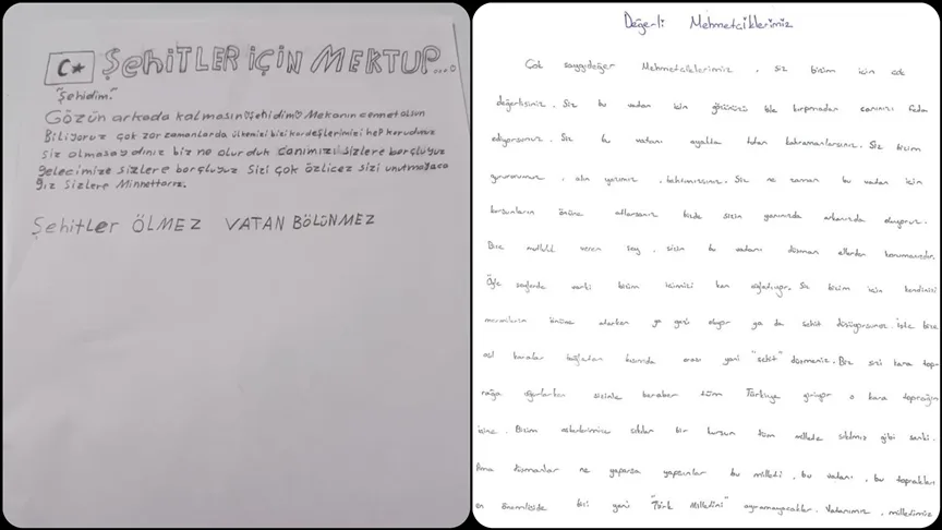Koruma altındaki çocuklardan vatan korumasındaki Mehmetçiğe mektup