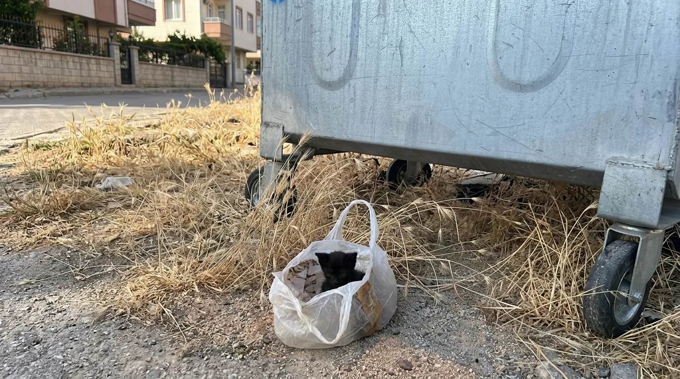 Eskişehir'de Vahşet: Yavru Kedi Ağzı Bantlanıp Çöpe Atıldı
