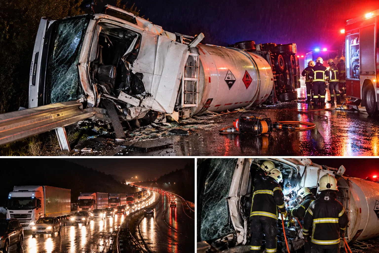Asit yüklü tanker devrildi